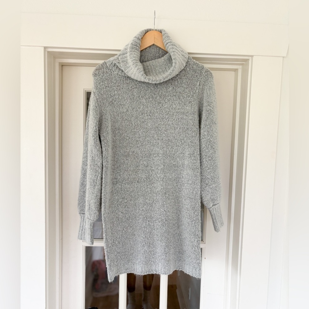 Guess Light Gray Cowl Neck Sweater Dress
